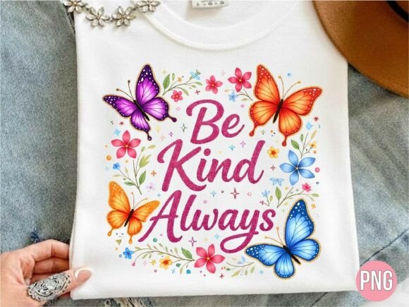 Be Kind Always Retro Butterfly PNG Shirt: Elevating Your Creative Projects with High-Quality Digital Design
