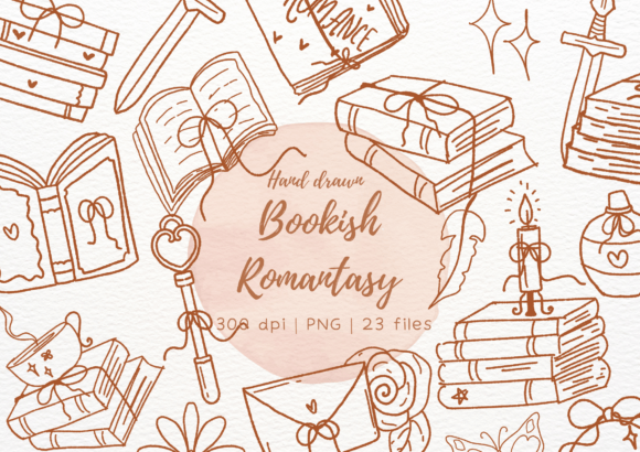 Bookish Romantasy Line Art Collection