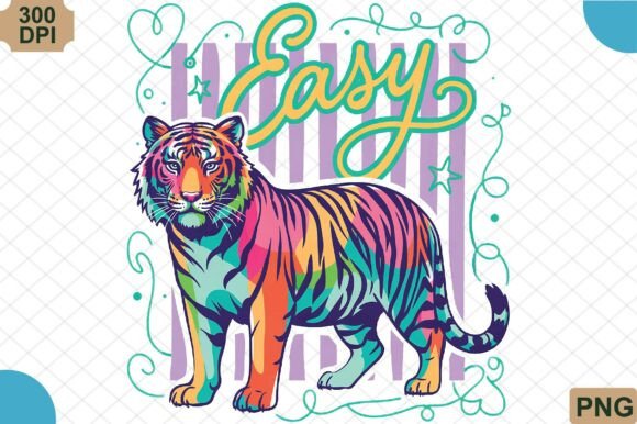Easy Tiger Colorful Preppy Striped PNG: A Versatile Digital Asset for Creative Projects