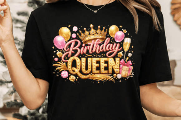 Gold Glitter Birthday Queen PNG: Elevating Modern DIY and Sublimation Design