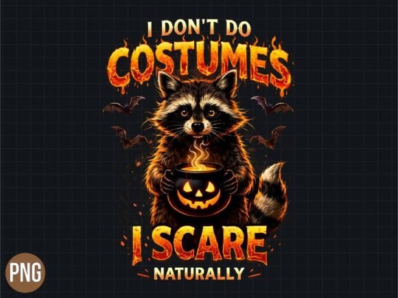 I Scare Naturally Halloween Raccoon PNG