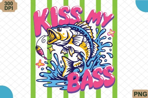 Kiss My Bass, Funny Fishing PNG: A Playful Design for Anglers and Creators