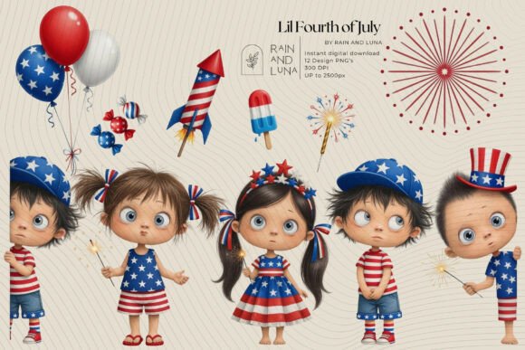 Lil Fourth of July Clipart Bundle: A Vintage-Inspired Resource for Modern Creators