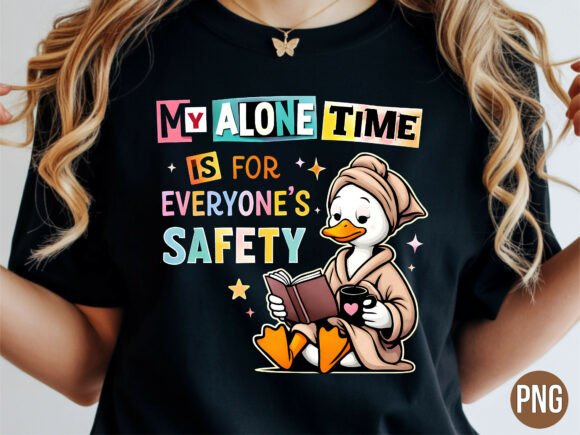 My Alone Time Duck Reading PNG Design