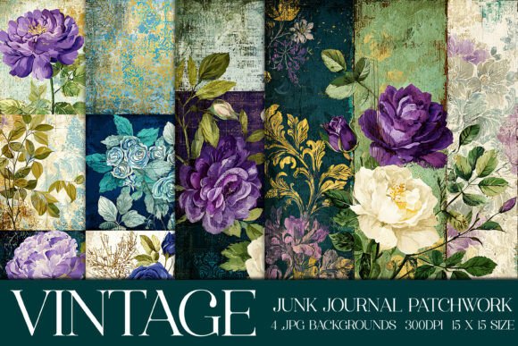 Revitalizing Digital Craftsmanship with Vintage Junk Journal Patchwork Papers S6