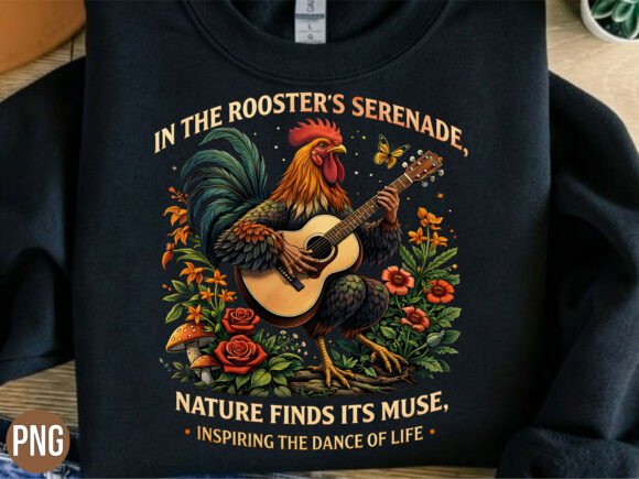 Rooster Serenade Acoustic Guitar Rose: A Digital Design Evaluation