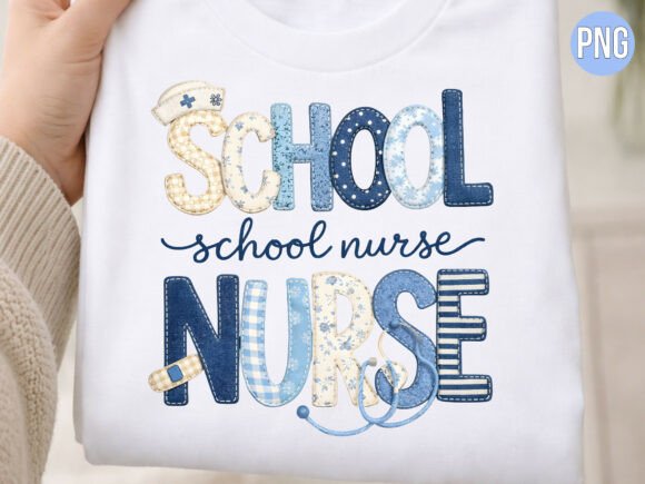 School Nurse Blue Patchwork Medical PNG: Elevating Creative Projects with High-Quality Digital Design