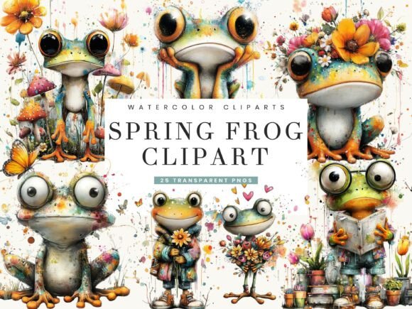 Strategic Visual Branding with the Watercolor Spring Frog Clipart Bundle