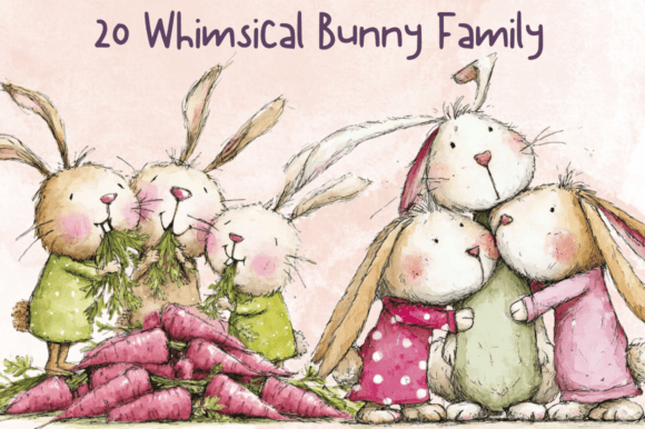 Whimsical Bunny Family Clipart Set