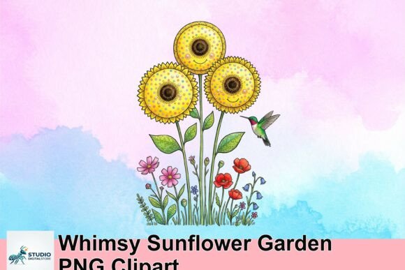 Whimsy Sunflower Garden PNG Clipart: Elevating Digital Design with Joyful Aesthetics